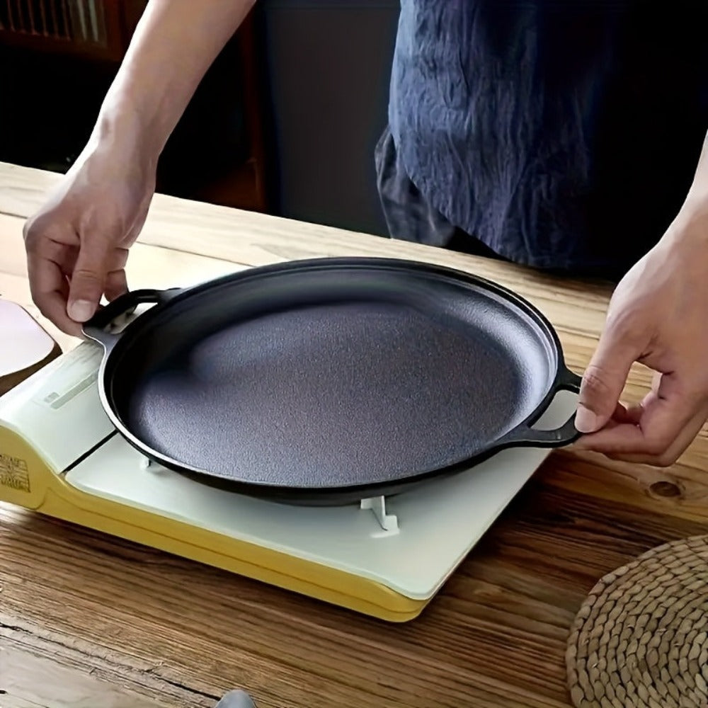 Sartén plancha multifunción de hierro fundido, 1 pieza - Sartén antiadherente para pizza, barbacoa, panqueques - Compatible con todas las estufas, ideal para cocina doméstica y cocina al aire libre