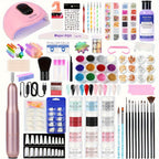 Set de estudio de uñas con máquina y lámpara - El set incluye polvo acrílico, corrector de imperfecciones, accesorios para arte de uñas, diseño de gel - Set completo para hogar y salón