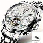 Reloj Mecánico Multifuncional para Hombres, Reloj Deportivo de Moda para Hombres con Carga Automática, Reloj con Parte Posterior Abierta, Regalos de Vacaciones, Sin Batería