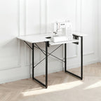Mesa de Costura VEVOR, Mesa Multiusos para Máquina de Coser con Estante Lateral Plegable, Estante Ajustable, Patas de Acero, Escritorio para Computadora en Hogar, Estudio de Moda, Estudio de Arte, Institución Educativa, Blanco