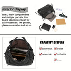 Mochila-bolso tote simple de gran capacidad con múltiples bolsillos para desplazamientos diarios, bolso de mano para usar bajo el brazo, casual y versátil, bolso cruzado de hombro único de gama alta
