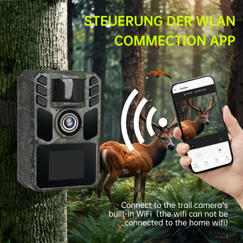 Cámara de Rastreo WiFi Solar - Cámara Recargable con Batería Integrada 5000mAh - 4K 64MP para Monitoreo y Observación del Medio Ambiente, Visión Nocturna, Compatible con Tarjeta de Memoria hasta 64GB e IP67 a Prueba de Agua (Versión sin Wifi)