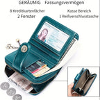 Billetera para mujer, protección RFID, billetera pequeña, multi-compartimento, bolso, monedero para mujer, billetera de cuero para mujer