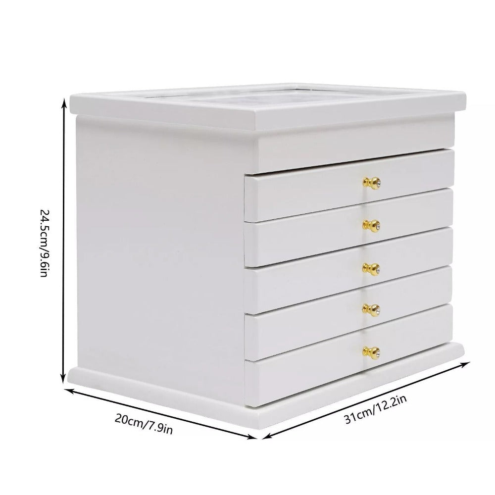 Organizador de Joyas de 6 Niveles con Cajones Extraíbles, Diseño Elegante de Flores, Almacenamiento Duradero para Anillos/Collares, Regalo Ideal para Mujeres