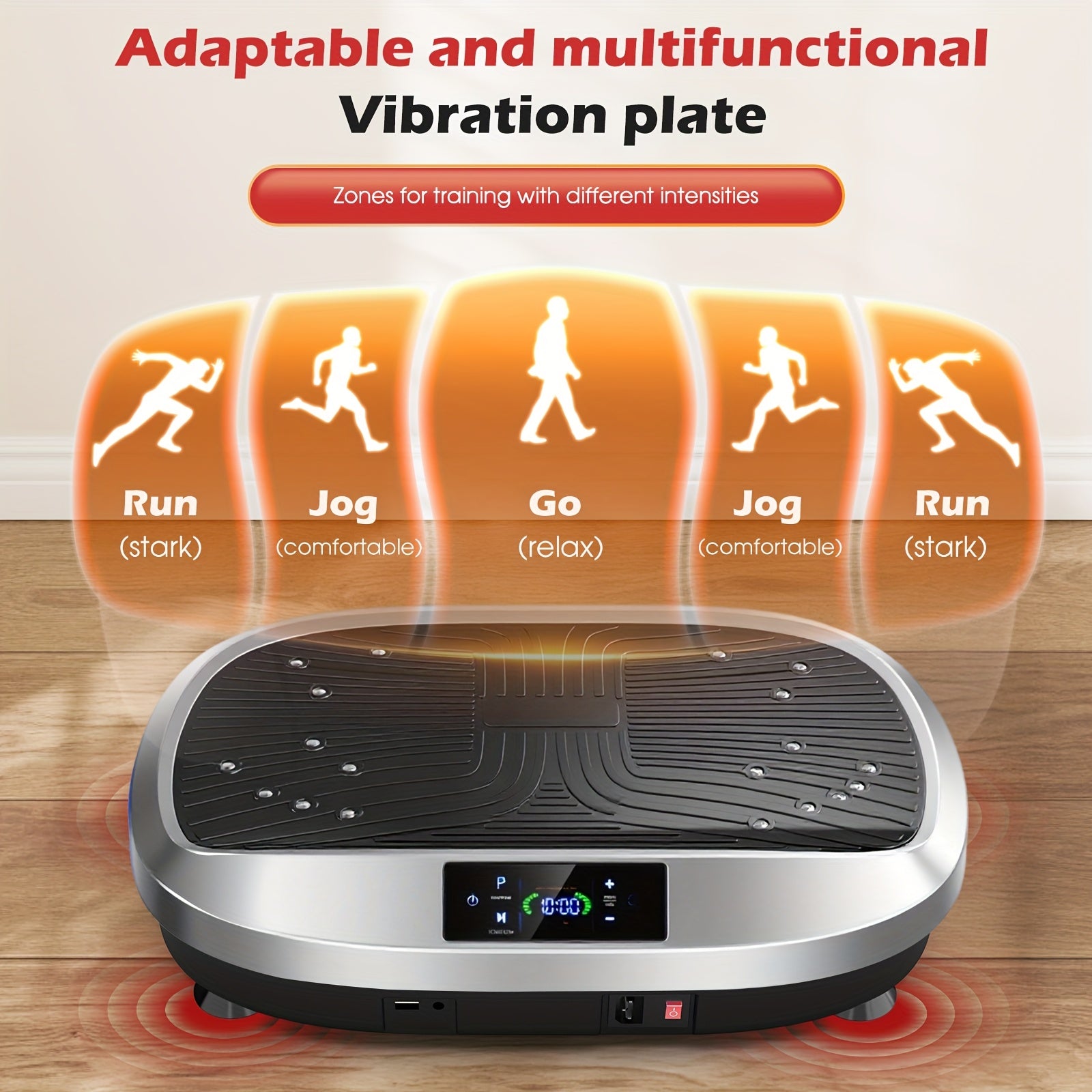 Placa de vibración de cuerpo completo con 6 programas de entrenamiento, masaje electromagnético de 120 niveles, motor silencioso, control remoto incorporado, superficie antideslizante + bandas de resistencia, equipo de fitness para el hogar de 120 kg de c
