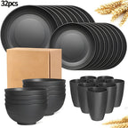 Juego de vajilla de 16/32 piezas, incluye platos, tazones y tazas, para el hogar, días familiares, camping, picnic, fiesta, suministros de cocina, complementos de vajilla