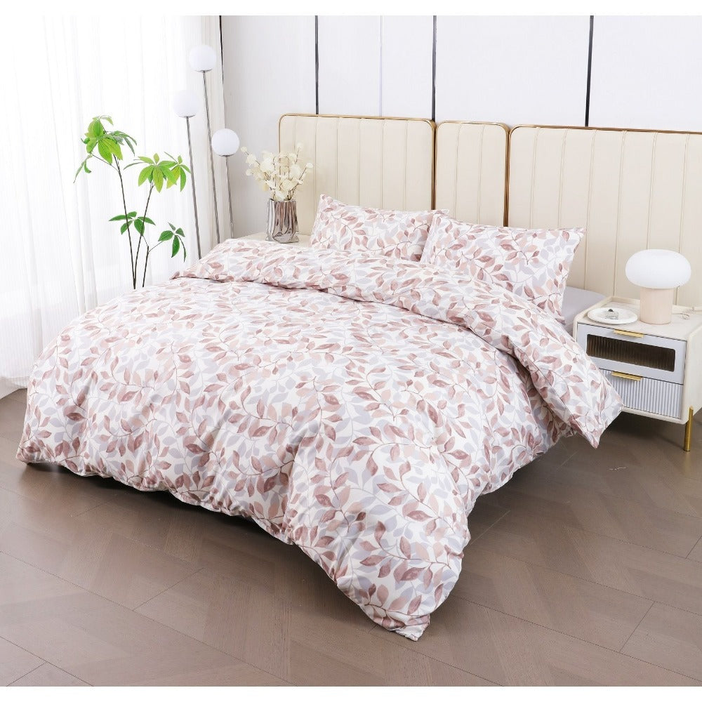 Juego de cama 4 piezas con funda elástica, (Funda de Edredón + Funda Protectora de Colchón + 1/2 Fundas de Almohada), Juego de Funda de Edredón 3-4 Piezas Estilo Nórdico de Color Sólido/Estampado, Ajustable para Camas de 90/105/135/150/180 cm, Regalo Navi