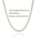 Collar de eslabones cubanos plateado de 925, con un peso de 15.5g/18.5g/20.6g, con un contenido plateado de 10g/12.3g/13.4g. Con un diseño elegante y minimalista, adecuado para uso diario, viene con una caja de regalo prémium.