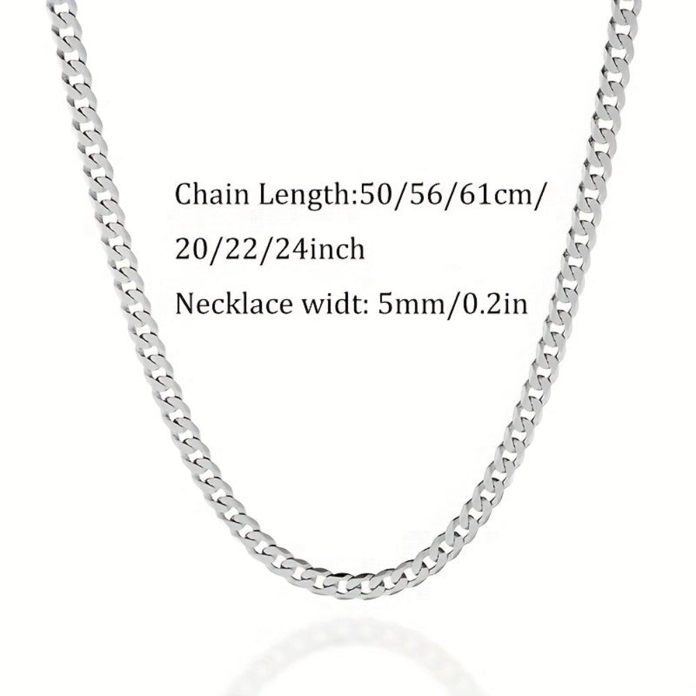 Collar de eslabones cubanos plateado de 925, con un peso de 15.5g/18.5g/20.6g, con un contenido plateado de 10g/12.3g/13.4g. Con un diseño elegante y minimalista, adecuado para uso diario, viene con una caja de regalo prémium.