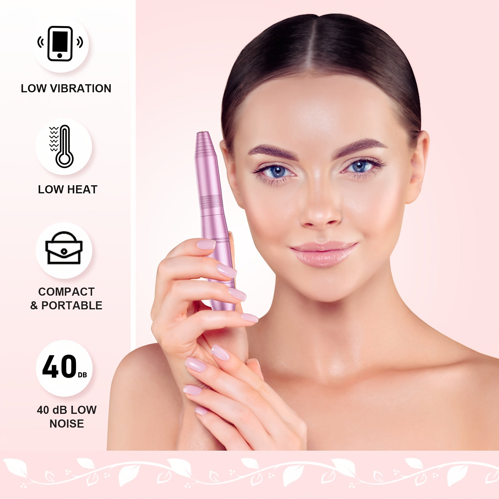 Juego de Taladro Eléctrico para Uñas con 20,000 RPM, Alimentado por USB, Incluye Anillos de Molienda y Cabezales de Repuesto, Ideal para Arte de Uñas de Salón y Entusiastas del Nail Art (Rosa/Dorado)
