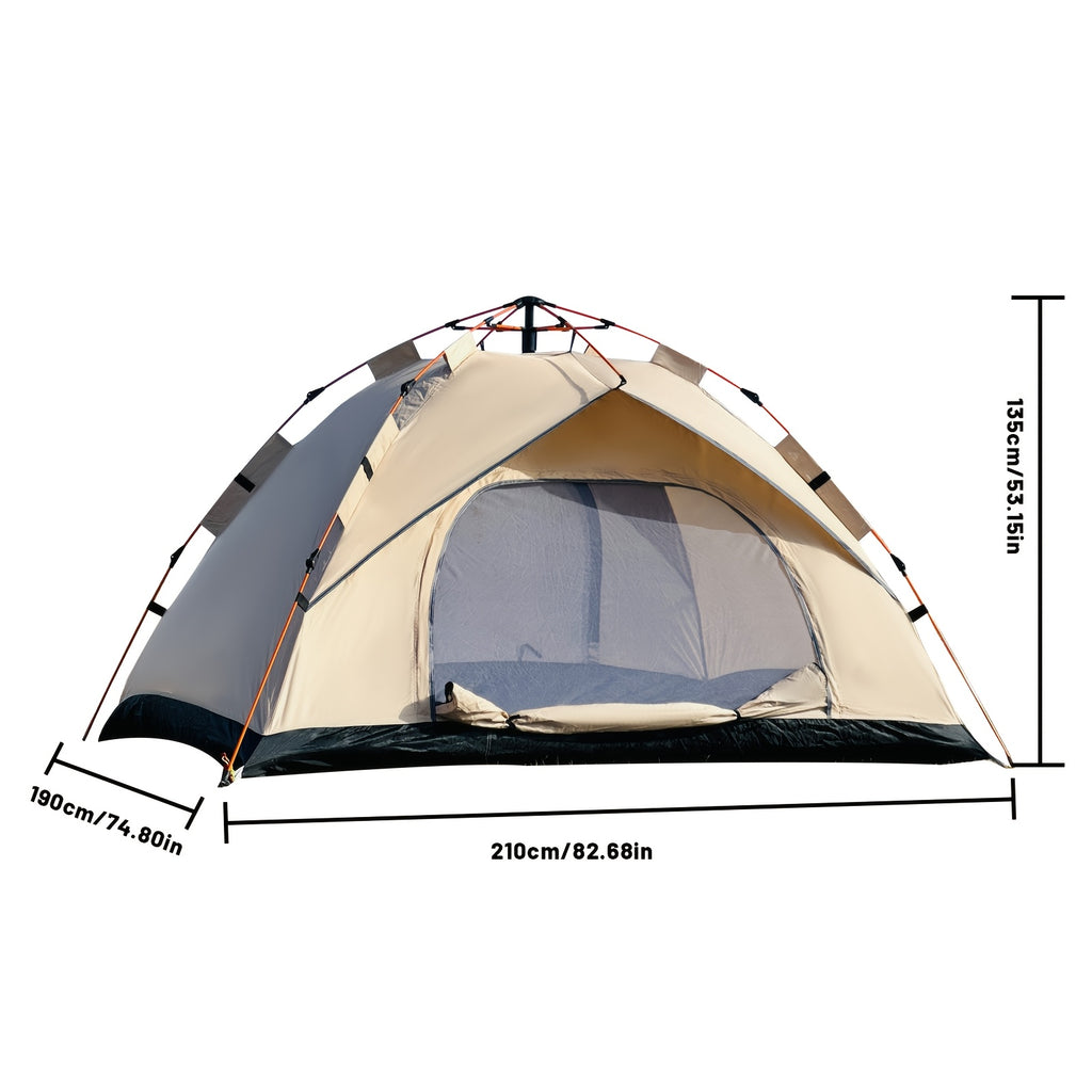 PAKICETUS Carpa de Apertura Rápida para Exteriores - 1-2/3-4 Personas, Carpa para Todas las Estaciones, Doble Puerta con Ventilación Mejorada, Ligera y Resistente al Viento en Gris/Amarillo, Ideal para Camping, Senderismo, Accesorios para Campistas, Carpa