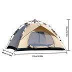 PAKICETUS Carpa de Apertura Rápida para Exteriores - 1-2/3-4 Personas, Carpa para Todas las Estaciones, Doble Puerta con Ventilación Mejorada, Ligera y Resistente al Viento en Gris/Amarillo, Ideal para Camping, Senderismo, Accesorios para Campistas, Carpa