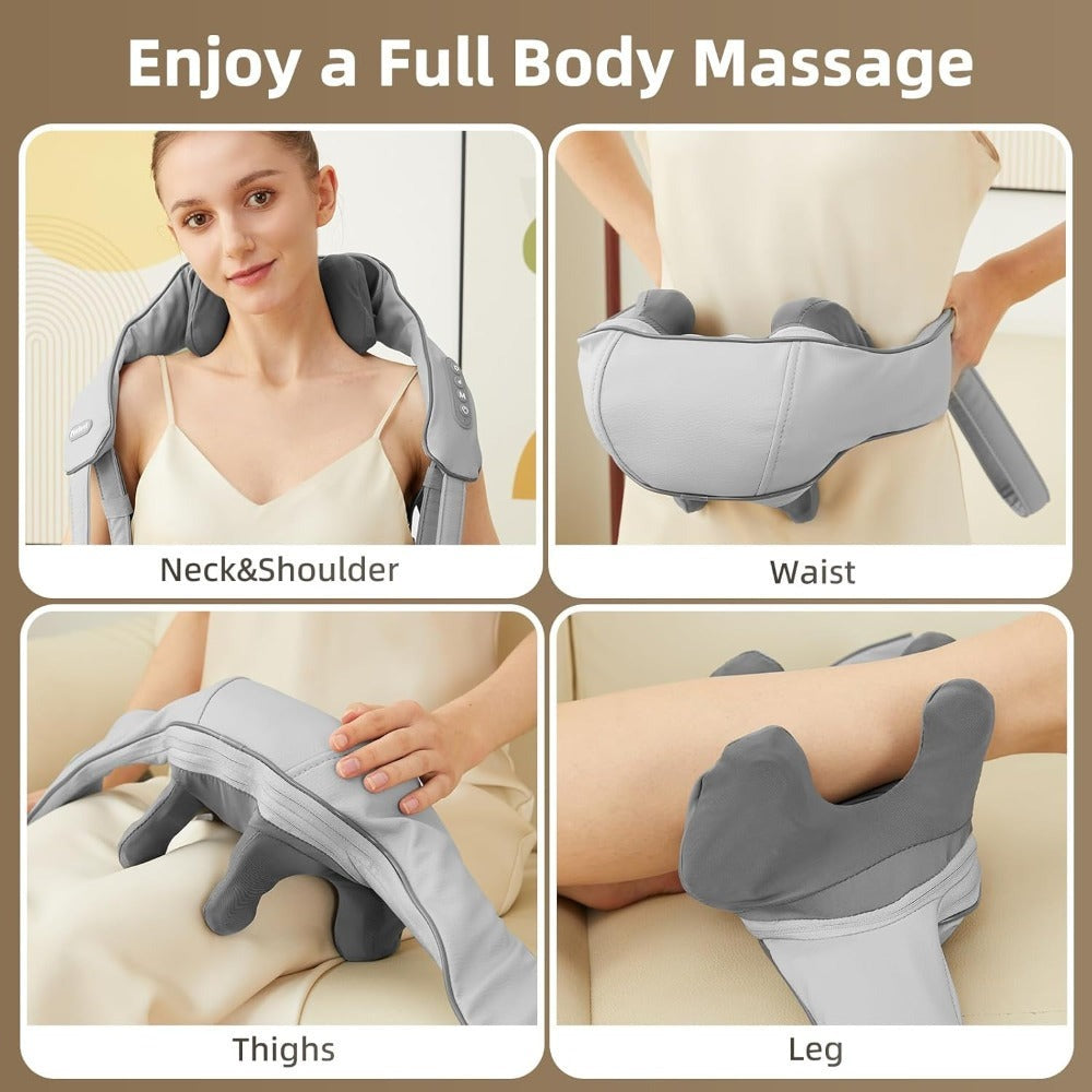 Masajeador de hombros y cuello 6D, que simula un masaje manual, puede masajear los hombros, el cuello y los músculos del trapezo, como una persona real que masajea para el hogar, la oficina, los viajes, el coche. Un gran regalo, masaje de cuerpo completo