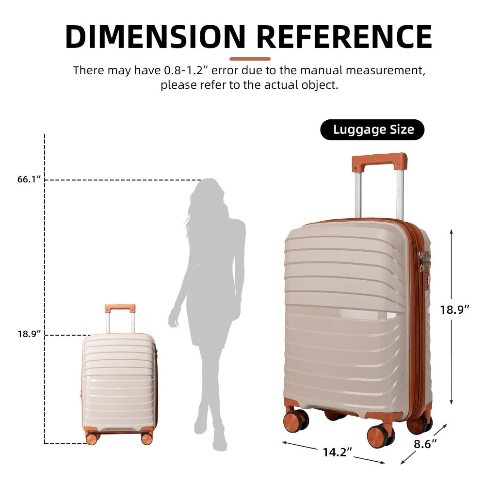 Maleta Nueva de 20 Pulgadas 100% PP | Resistente a Golpes y No Deformable | Diseño Expandible | Lista para Vuelos | Ideal para Aventuras de Viaje y un Regalo Práctico Perfecto para Amigos