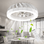 Ventilador de techo Ateroll con iluminación, diámetro 46 cm, ventilador de techo RGB con luz y control remoto, 6 niveles de viento, 3000 K - 6500 K, LED regulable, temporizador silencioso, luz de techo con ventilador para dormitorio, sala de estar