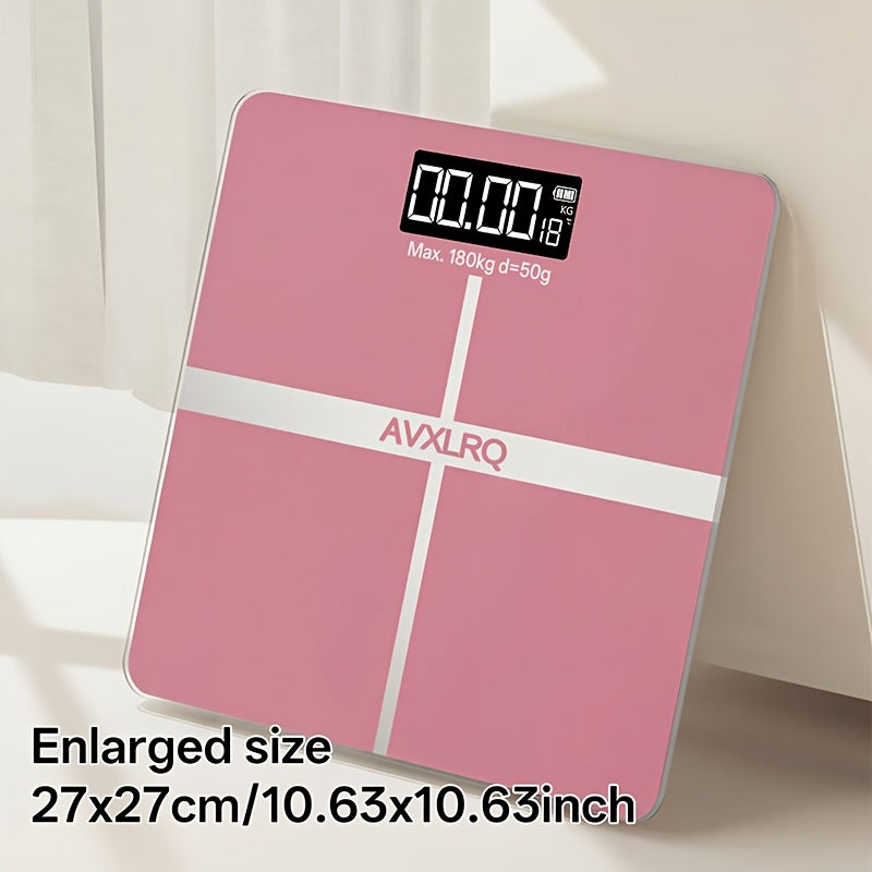 Báscula de baño de alta precisión, báscula electrónica de cuerpo con pantalla LCD ultradelgada con visualización de temperatura, inicio automático al pesar, pesaje hasta 180 kg, cambio de unidad LB/KG, diseño de plataforma de vidrio templado antideslizant