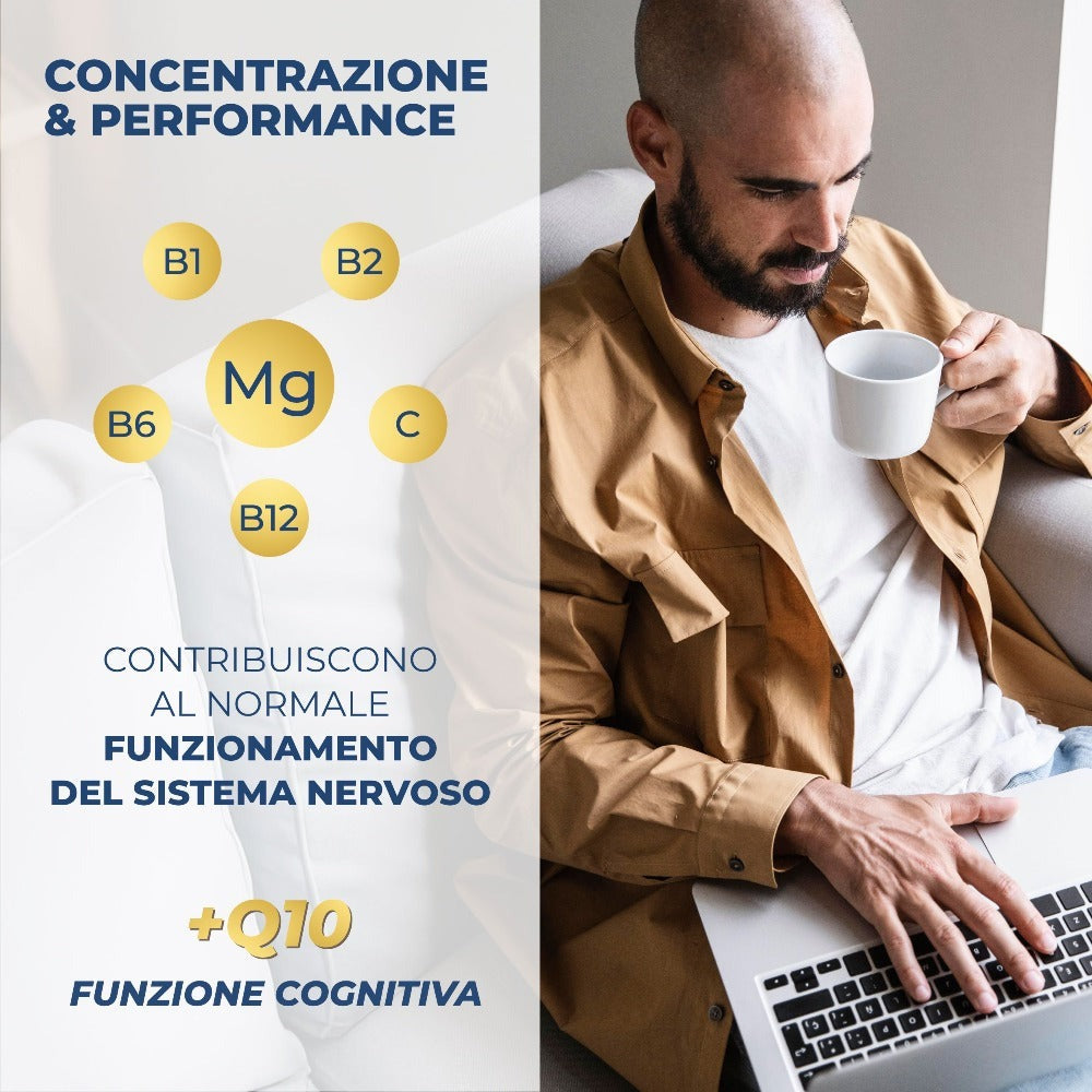 SUPREME MAGNESIO BISGLICINATO 450Mg (Hasta 4 Meses) 240 Pastillas - Complejo Premium | Vitamina B12, B1, B2, B6, C y Coenzima Q10 | Suplemento - Vegano y Hecho en Italia