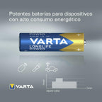 Pilas | VARTA Pilas AA y AAA Alcalinas de Alto Rendimiento, 20 Pilas AA + 20 Pilas AAA, VARTA Longlife Power, Ultra Larga Duración, Energía