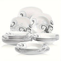 Juego de vajilla de 18 piezas, juego de comedor blanco marfil, juego de vajilla de porcelana, juego de vajilla de mesa, juego de platos de porcelana, juego de platos, platos grandes, platos de postre, platos de sopa