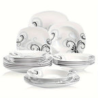 Juego de vajilla de 18 piezas, juego de comedor blanco marfil, juego de vajilla de porcelana, juego de vajilla de mesa, juego de platos de porcelana, juego de platos, platos grandes, platos de postre, platos de sopa