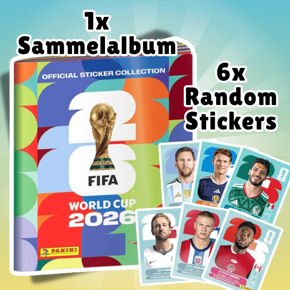 Álbum de pegatinas de tapa blanda Panini Copa Mundial de la FIFA 2026 con 6 pegatinas – Álbum de pegatinas oficial