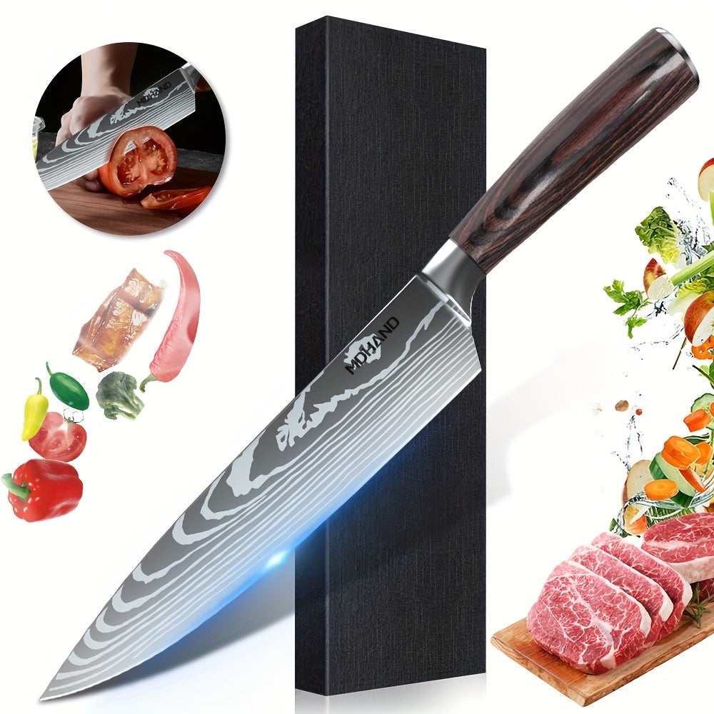 Juego de cuchillos de cocina 1/3 piezas, cuchillos de cocina forjados a mano, cuchillo Santoku de 20 cm, cuchillo para rebanar de 12.5 cm, cuchillo para pelar de 9.5 cm, adecuado para cocina casera, hoteles, restaurantes, regalos de cocina para vacaciones