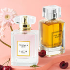 Juego de dos botellas de perfume para mujer, total 105 ml, notas amaderadas y florales, fragancia de larga duración, perfume para mujer, adecuado para salir, ambiente de cita, la primera opción como regalo para tu novia, empaque exquisito (estilo caja de