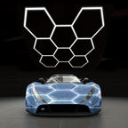 Paquete de 5/8 Lámparas de Techo LED Hexagonales - 280W 33600LM Ultra Brillantes Blanco Frío 6500K, Iluminación Exterior Moderna para Garaje, Taller, Estudio, Tienda de Detallado Automotriz - Duración Estimada, Fácil Instalación, Montaje