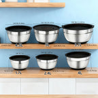 26 tazones para ensalada con tapas, 6 tazones mezcladores de acero inoxidable, 3 accesorios de cuchillo mezclador, 17 herramientas de cocina prácticas, antideslizantes, gadgets de cocina resistentes al óxido para ensaladas y más