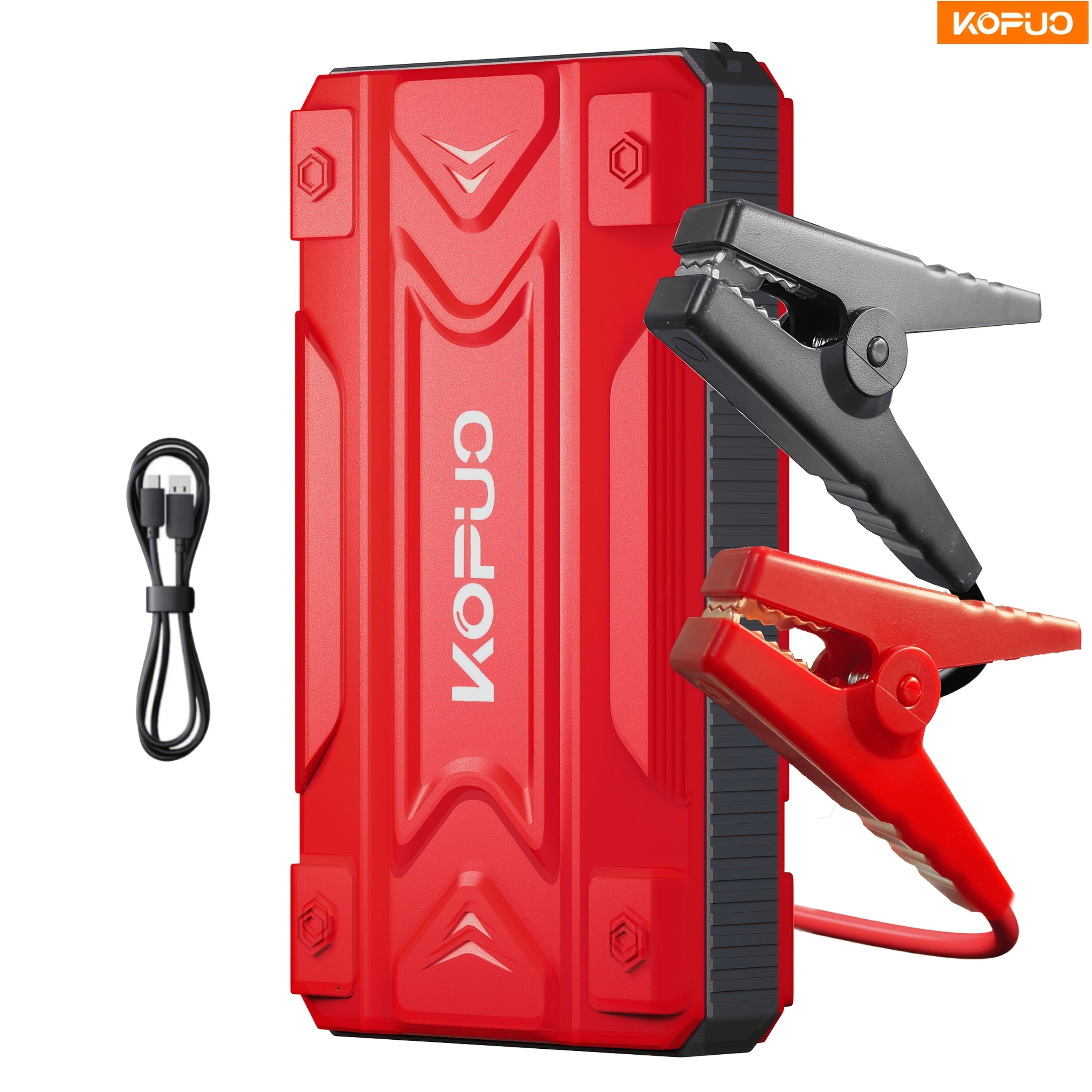 Arrancador portátil de batería de coche KOPUO 6000A - Herramienta profesional de mecánico automotriz (hasta 8.5L gasolina/7L diésel) Banco de baterías de emergencia de 12V con pinzas de seguridad inteligentes, pantalla LCD, diseño de luz LED ultrabrillant