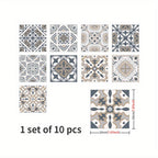 10 piezas, Pegatinas de Azulejos Impermeables para Baño, Inodoro y Sala de Estar - Antideslizantes, Autoadhesivas, Resistentes al Aceite y Fáciles de Colocar - Ideales para Crear un Suelo Elegante y Duradero