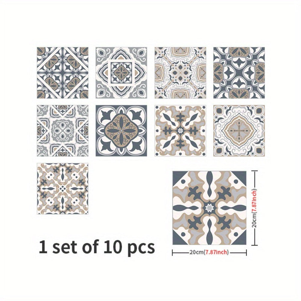 10 piezas, Pegatinas de Azulejos Impermeables para Baño, Inodoro y Sala de Estar - Antideslizantes, Autoadhesivas, Resistentes al Aceite y Fáciles de Colocar - Ideales para Crear un Suelo Elegante y Duradero