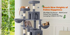 Rascador para gatos | AMHANCIBLE Árbol para gatos enorme, 180 cm, para gatos grandes adultos de interior, torre para gatos con 8 postes