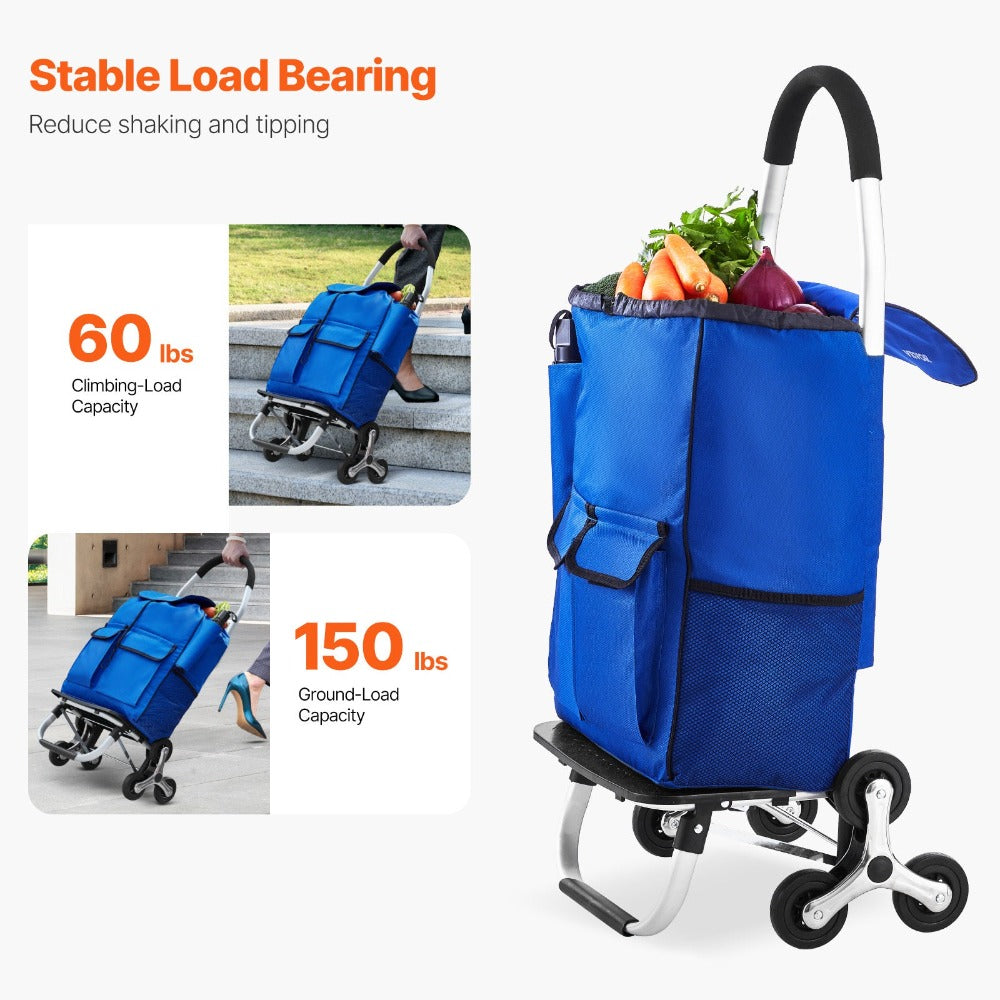 Carrito de Escaleras Plegable VEVOR con 6 Ruedas y Bolsa de Almacenamiento de 36L