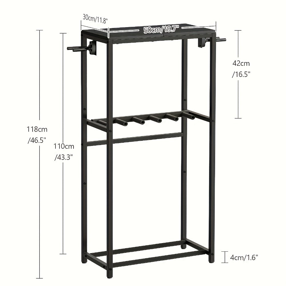 Soporte vertical, estantería, soporte para guitarra, estante para guitarras acústicas, eléctricas y bajos, soporte multiguitarra para guitarras, accesorios para amplificador de guitarra, apto para hogar, estudio de música, marrón y , estante de pie