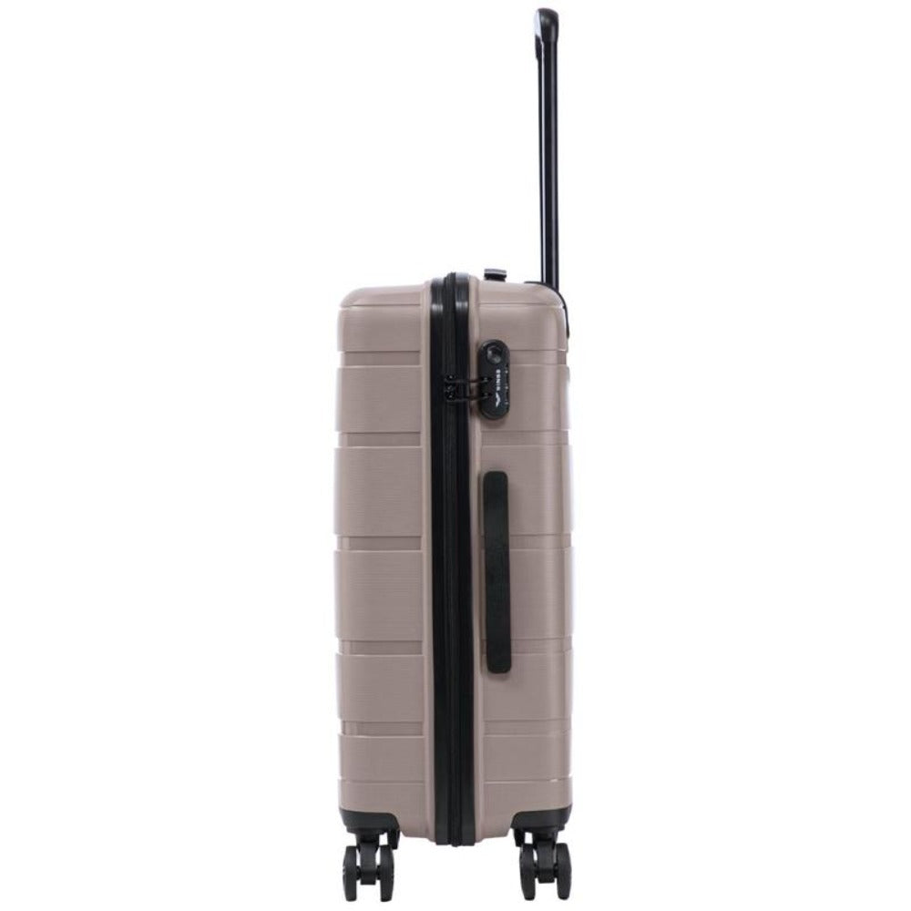 Maleta Rígida de 24" 65 × 44 × 25 Cm / Color Champán / Equipaje Resistente a Daños / ASA TELESCÓPICA / 4 Ruedas Dobles de 360° / Cerradura con Código / Asas Laterales y Superiores HAWFINCH