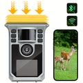 Cámara de rastro solar 4K, cámara de rastro WiFi de 64MP con visión nocturna, disparo de 0.2s activado por movimiento, cámara de caza con detección de 130°