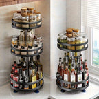 Organizador de Cocina Giratorio 360 Grados - Estante Metálico para Especias con Contenedores de Almacenamiento para Condimentos, Aceites y Vinagre - Opciones de Doble/Triple Capa