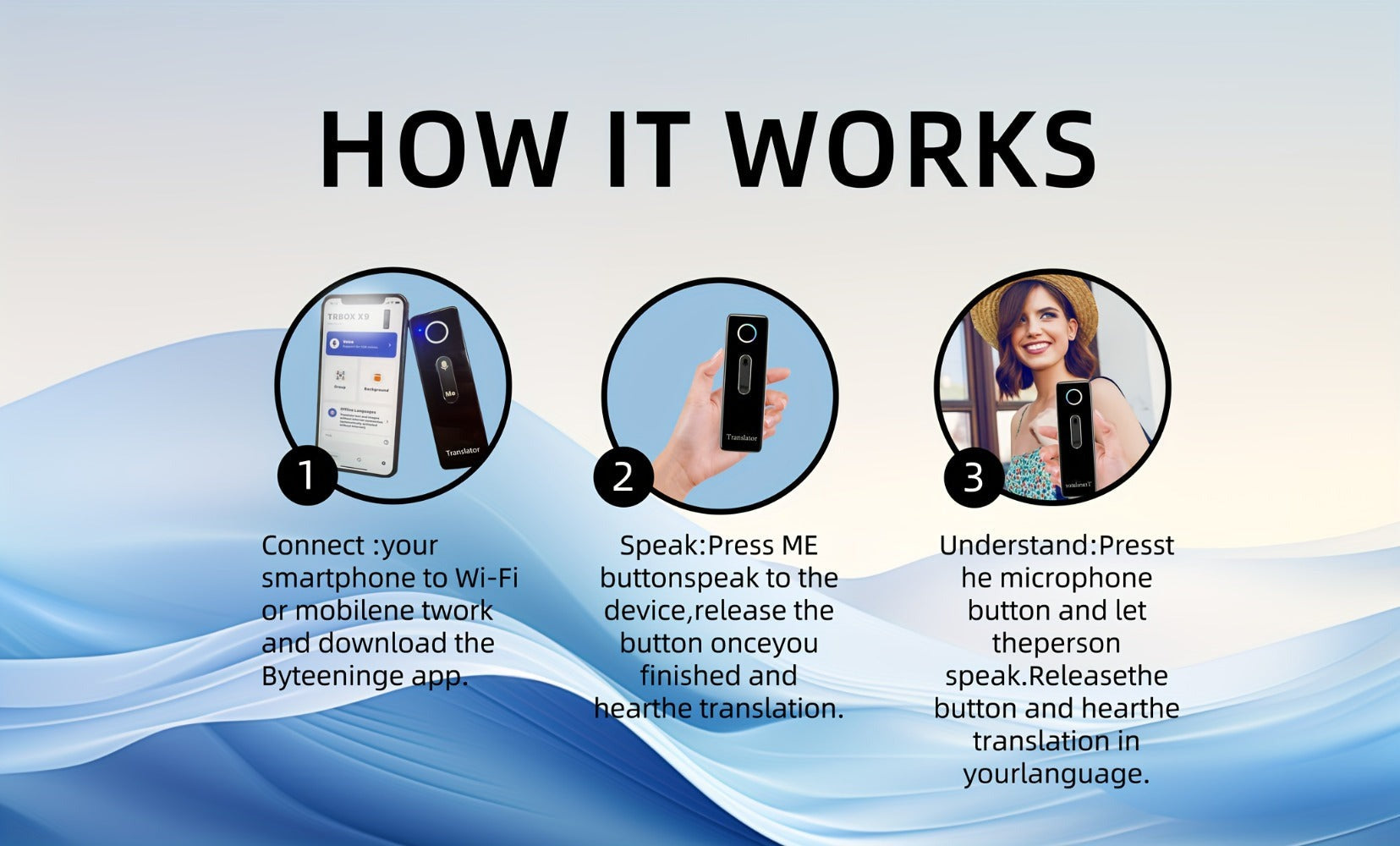 Gadget de traducción de idiomas compacto, traductor bidireccional instantáneo, aplicación de traducción de voz en línea, compatible con 136 idiomas, dispositivo de traducción altamente preciso para viajes, negocios y educación