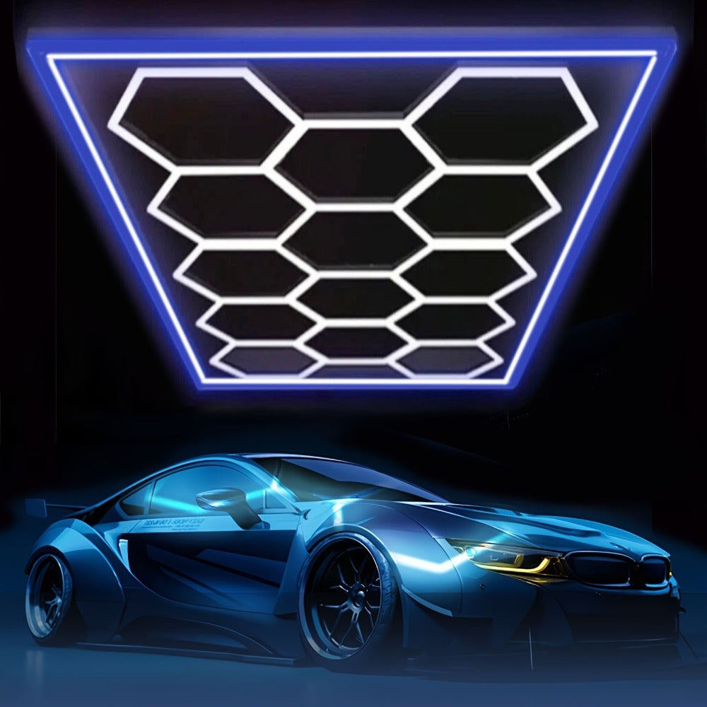Luz LED para garaje | Paquete de 14 luces hexagonales tipo panal con marco, estilo moderno 680W 72420LM LED para lámpara de techo de garaje con
