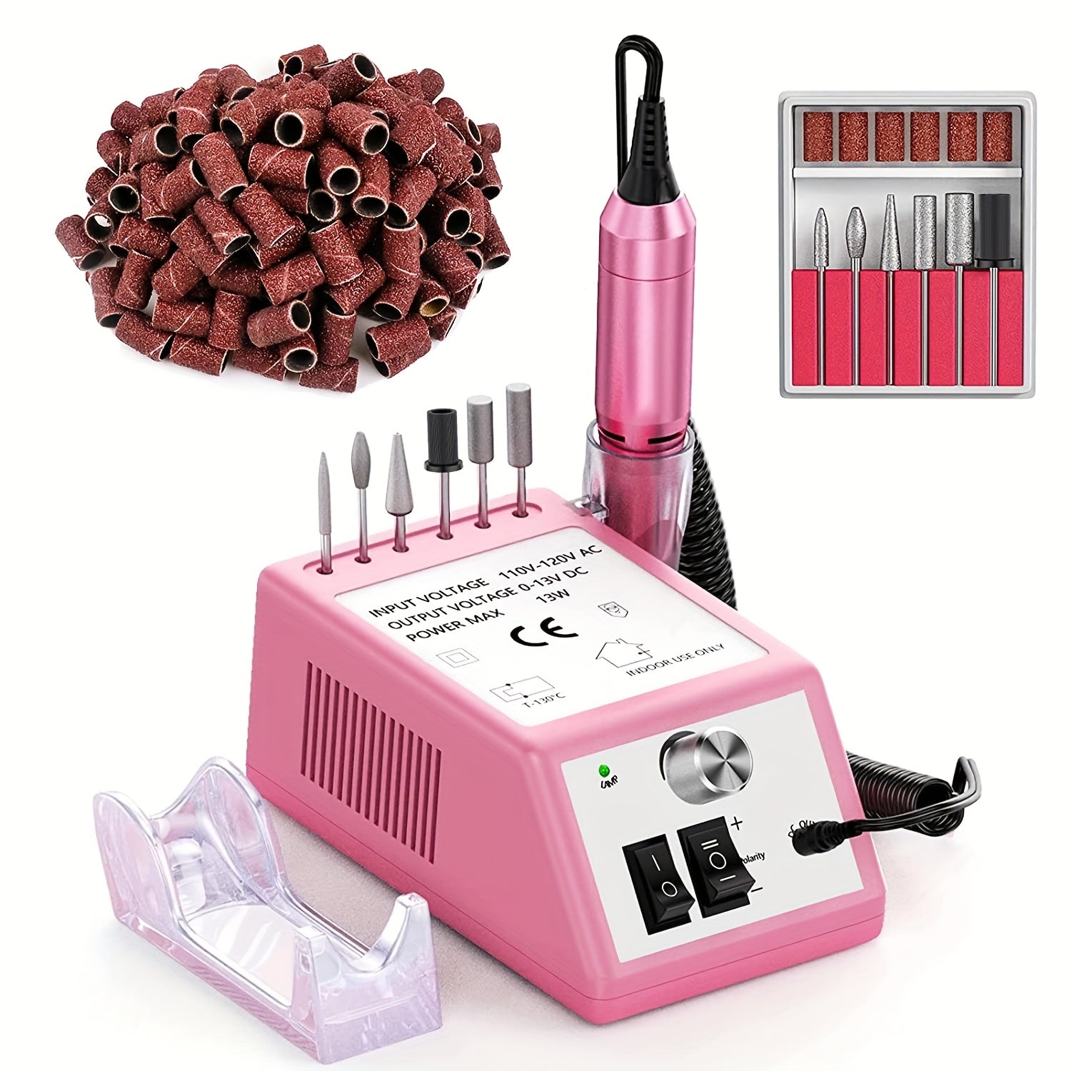 Torno Eléctrico para Uñas de 20000 RPM, Lima de Uñas, Set de Uñas Acrílicas para Manicura, Removedor de Esmalte de Uñas en Gel con 1 Paquete de Bandas de Lijado, Aleación de Aluminio