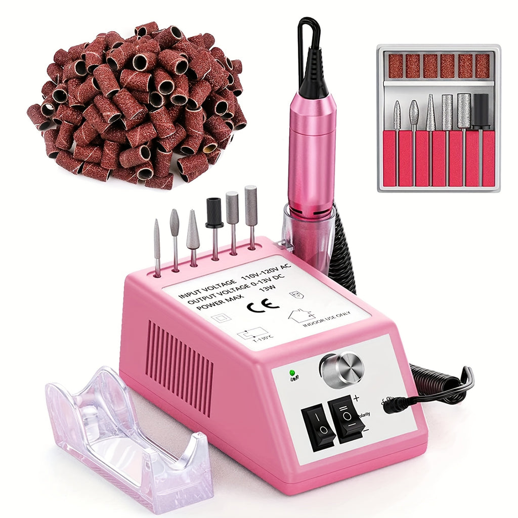 Torno Eléctrico para Uñas de 20000 RPM, Lima de Uñas, Set de Uñas Acrílicas para Manicura, Removedor de Esmalte de Uñas en Gel con 1 Paquete de Bandas de Lijado, Aleación de Aluminio