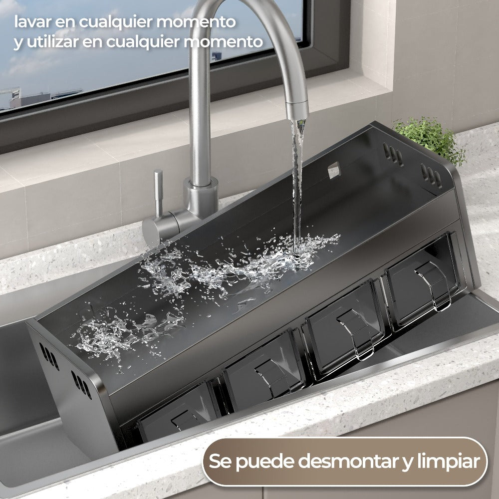 Organizador de especias de acero inoxidable de pared, almacenamiento multifuncional de cocina, especiero , especiero con frascos para especias