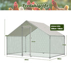 Gallinero 3x2m, Jaula Exterior para Gallinas de Rango Libre, Recinto con Cerradura de Seguridad, Malla Recubierta y Techo de PE, Adecuado para Gallinas, Patos, Conejos y Otros Animales Pequeños