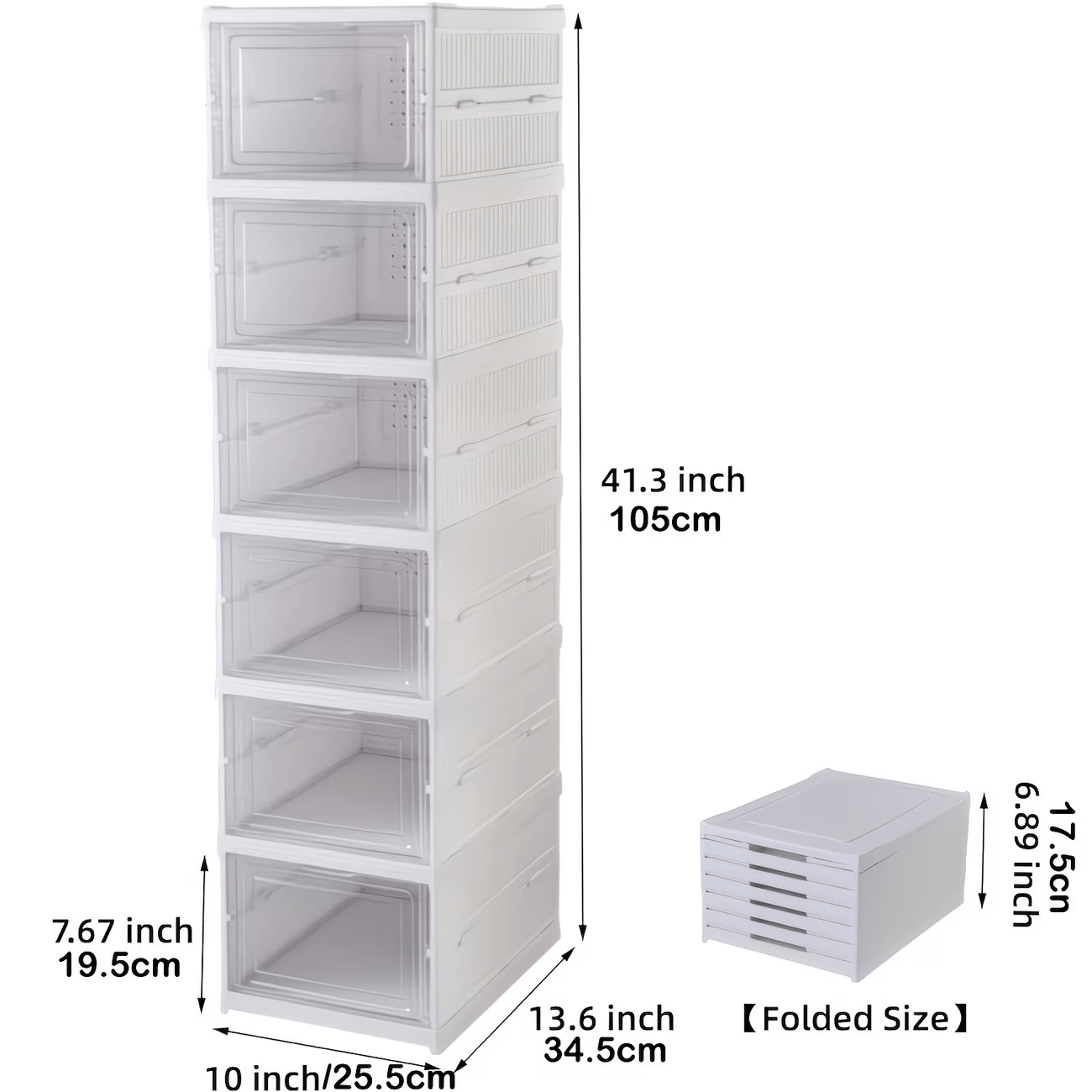 Contenedores de almacenamiento de zapatos de seis niveles, organizador de zapatos de plástico, plegable y apilable, ideal para armarios y entradas, organizador de almacenamiento de zapatos - No necesita ensamblaje, organizador de zapatos de varios niveles