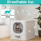 Caja de Arena para Gatos con Tapa: Arena Cerrada para Gatos, Bandeja Grande para Baño de Gatos con Diseño de Cajón de Fácil Limpieza, 38.8 X 35.8 X 48.3Cm, Sin Batería