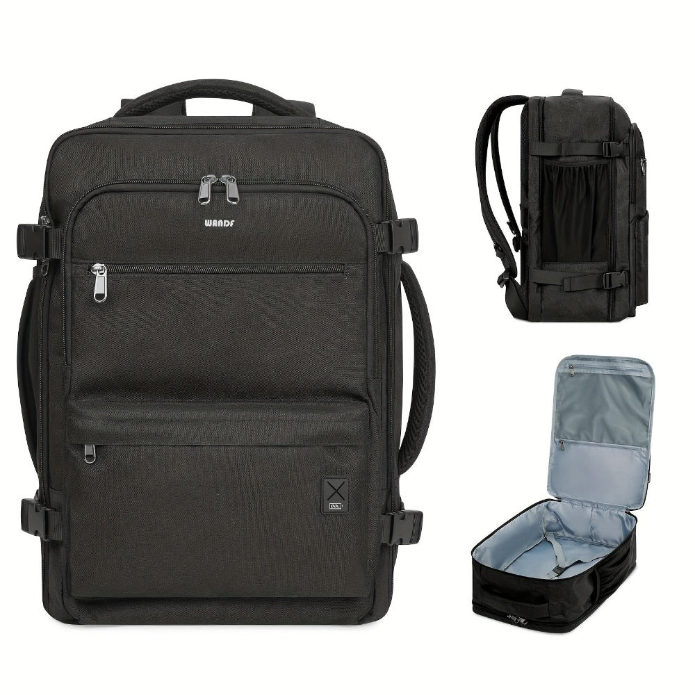 Mochila de Cabina Ligera Aprobada por Aerolíneas 45.72x35.56x20.32 cm - Funda para Portátil TSA-Friendly de 43.18 cm, Bolsillo Húmedo y Panel Trasero de Malla, Mochila de Viaje Plegable Unisex para Negocios, Gimnasio, Viaje con Funda para Carrito y Cremal