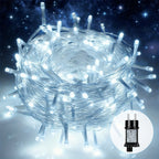 Guirnalda de luces LED de hadas de 100 m + 5 m de largo, 1000 cuentas LED, enchufe de salida de 31 V, luces LED de hadas para árbol de Navidad alimentadas por corriente con temporizador, función de memoria, 8 modos, decoraciones iluminadas para festividad