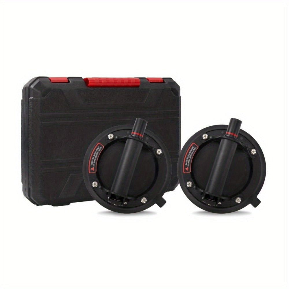 Ventosa para baldosas y vidrio de 5.08X 20.32 cm, elevador de sujeción, elevador de vacío con capacidad de 200 kg, elevador de vidrio y baldosas de alta resistencia con medidor, ventosas industriales para granito, mármol y muebles, incluye estuche portáti