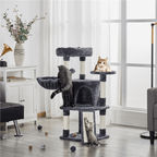 Costoffs Árbol para gatos de 107 cm con plataforma de observación, cueva para gatos, 5 postes de sisal, cueva de descanso, rascador y bola de felpa colgante, mueble para gatos